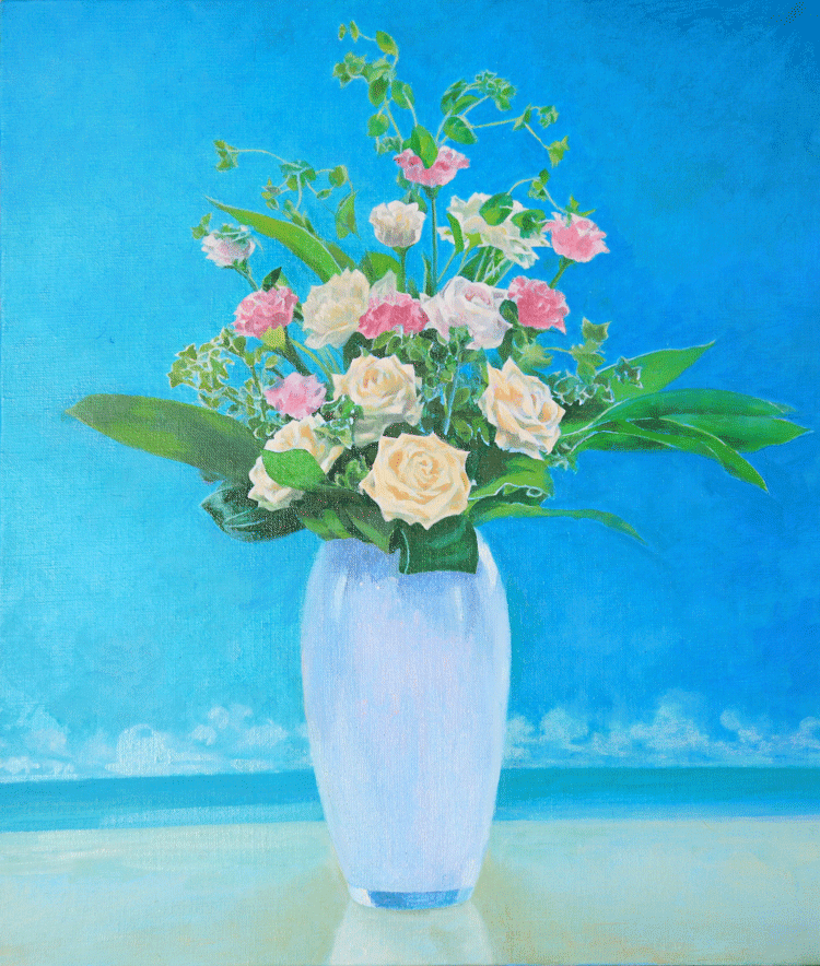 絵画「海辺の花」内山吉隆